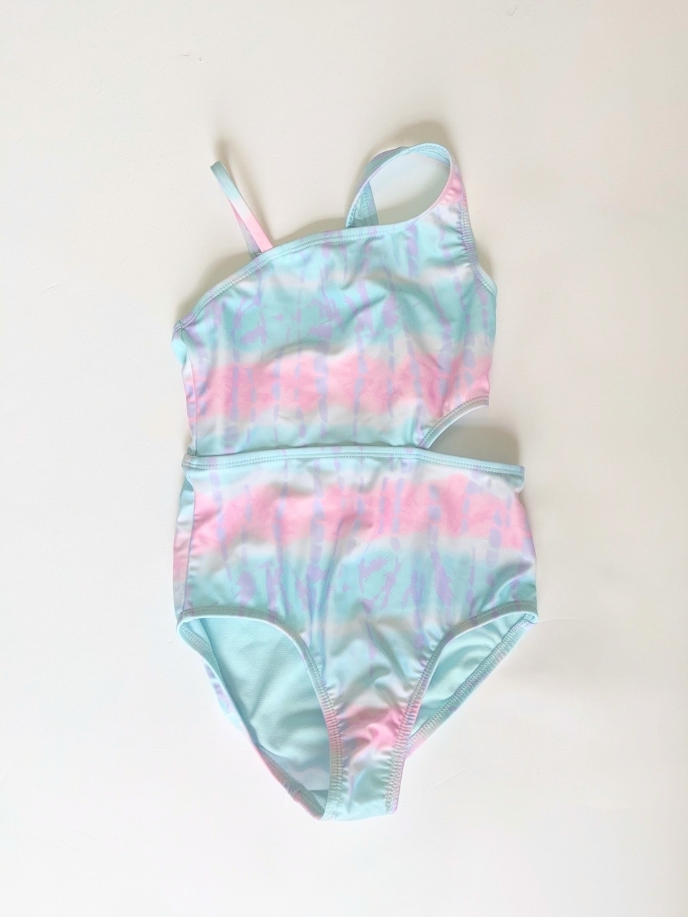 ⚡Wonder Nation Pastel Tie-Dye One-Piece Swimsuit - Pink & Aqua